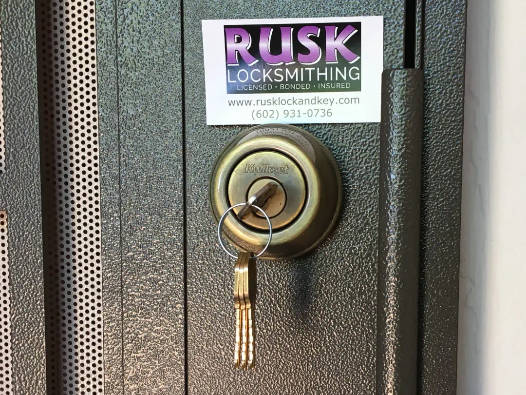 Rusk Locksmithing door with key